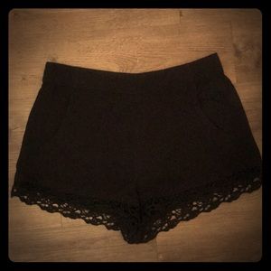 Express Black Loose Shorts W/ Lace Trim